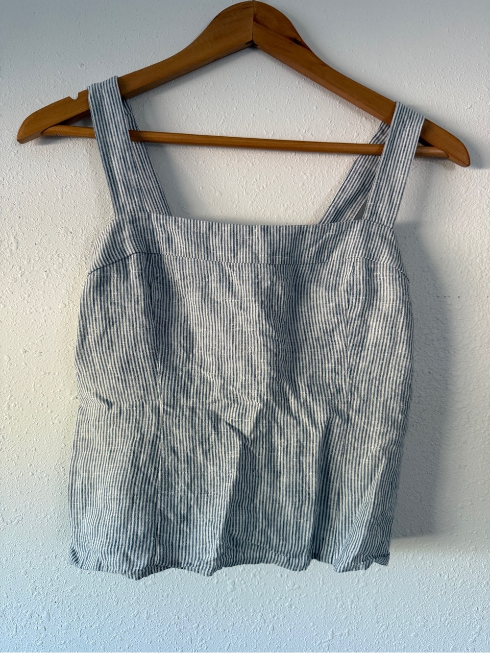Women’s Blue and White Striped Linen Tank Top